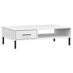 vidaXL Table basse avec pieds en m&eacute;tal Blanc Bois pin massif OSLO