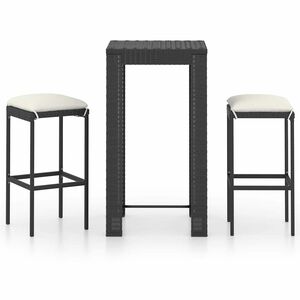 vidaXL Ensemble de bar de jardin 3 pcs et coussins R&eacute;sine tress&eacute;e Noir