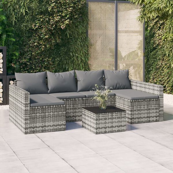 vidaXL Salon de jardin 2 pcs avec coussins Gris R&eacute;sine tress&eacute;e