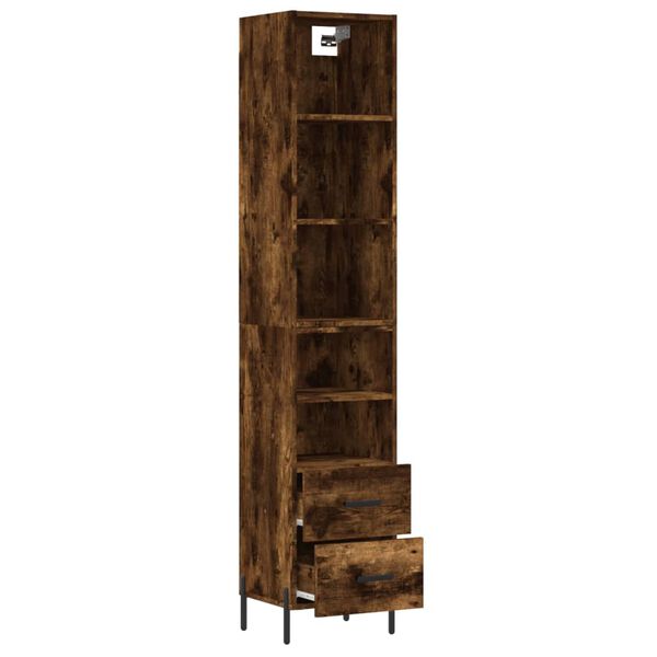 vidaXL Buffet haut Ch&ecirc;ne fum&eacute; 34,5x34x180 cm Bois d'ing&eacute;nierie