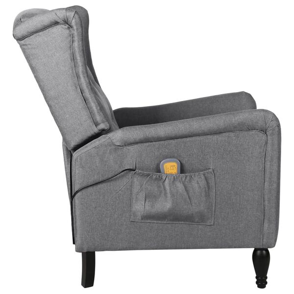 vidaXL Fauteuil de massage inclinable Gris clair Tissu