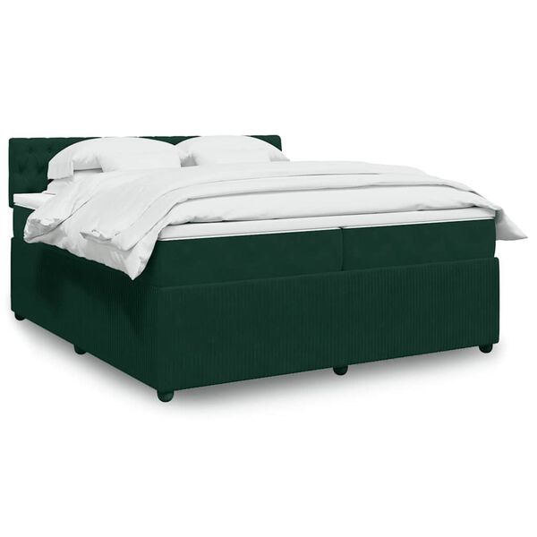 vidaXL Sommier &agrave; lattes de lit et matelas Vert fonc&eacute; 200x200cm Velours