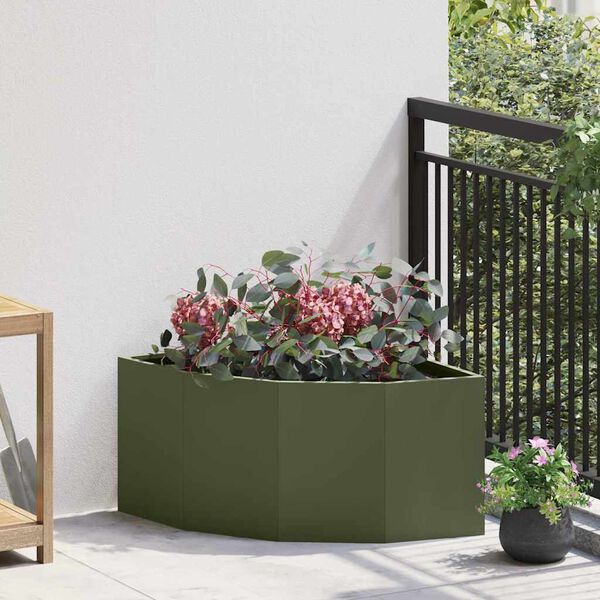 vidaXL Jardinière d'Angle Vert olive 60 x 60 x 35 cm Acier