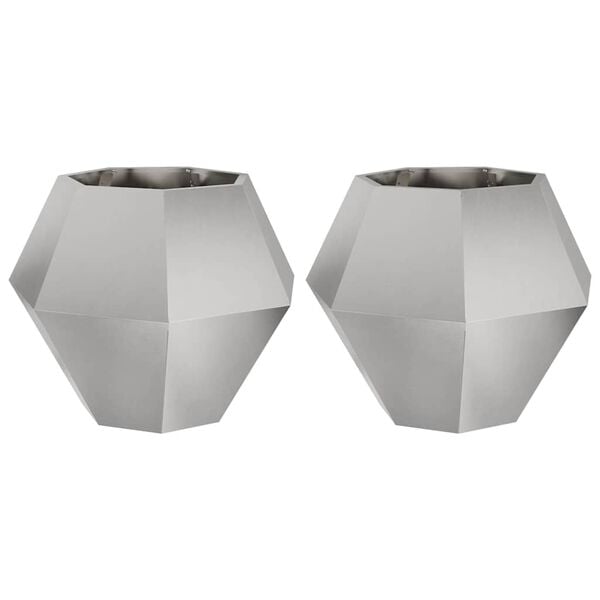 vidaXL Jardinière 2 pcs Argent 75 x 75 x 60 cm Acier inoxydable