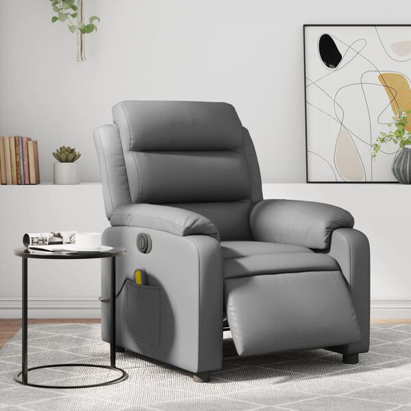 vidaXL Fauteuil de massage inclinable &eacute;lectrique gris similicuir