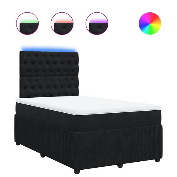 vidaXL Sommier &agrave; lattes de lit avec matelas Noir 120x200 cm Velours