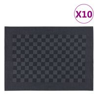 vidaXL Serviettes de cuisine 10 pcs noir et gris 50x70 cm coton