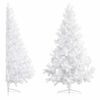vidaXL Demi-arbre de No&euml;l artificiel pr&eacute;-&eacute;clair&eacute; et boules blanc 210cm
