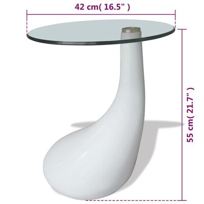 vidaXL Table basse avec dessus de table en verre rond Blanc brillant