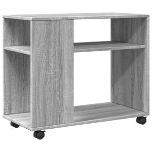 vidaXL Table d'appoint avec roues sonoma gris bois d'ing&eacute;nierie