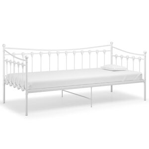 vidaXL Cadre de canap&eacute;-lit sans matelas blanc m&eacute;tal 90x200 cm