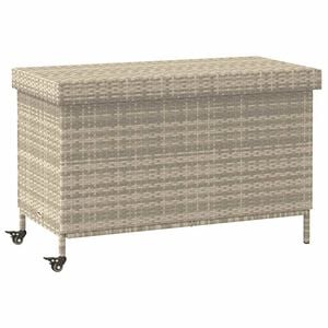 vidaXL Bo&icirc;te de rangement de jardin et roues gris clair r&eacute;sine tress&eacute;e