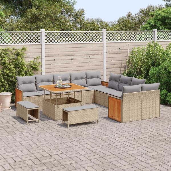 vidaXL Ensemble de canap&eacute; de jardin 17 pcs Beige et Gris clair