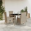 vidaXL Ensemble &agrave; manger de jardin avec coussins 5pcs Beige poly rotin