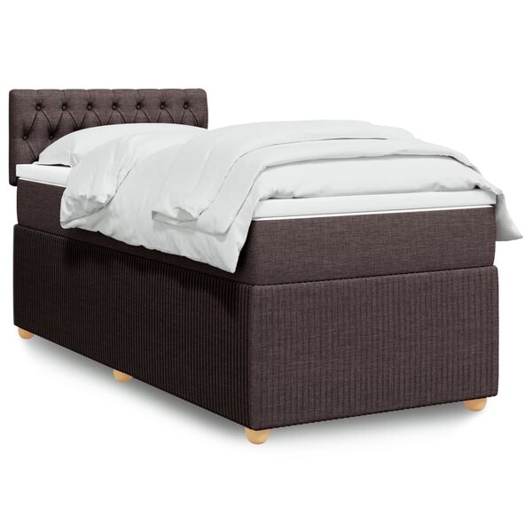vidaXL Sommier &agrave; lattes de lit avec matelas Marron fonc&eacute; 90x200 cm