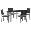 vidaXL Ensemble de salle &agrave; manger pour jardin 5 pcs Noir et Gris Clair