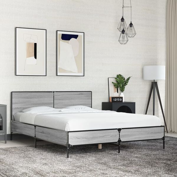 vidaXL Cadre de lit sans matelas sonoma gris 140x190 cm