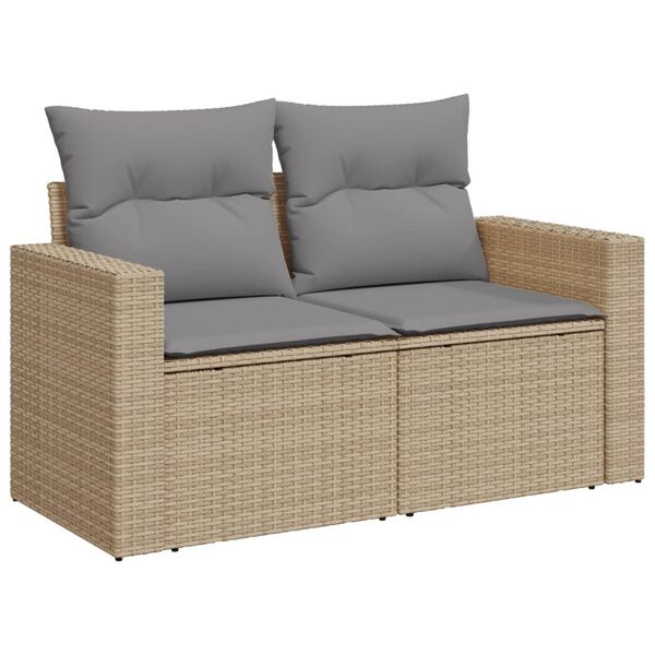 vidaXL Salon de jardin avec coussins 8pcs m&eacute;lange beige r&eacute;sine tress&eacute;e