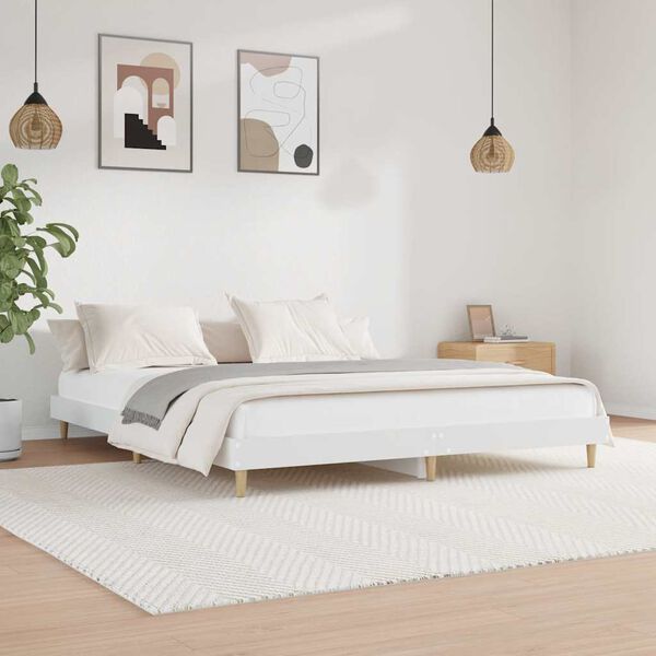 vidaXL Cadre de lit sans matelas blanc 120x200 cm bois ingénierie