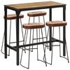 vidaXL Ensemble de bar 5 pcs bois de manguier brut massif et m&eacute;tal