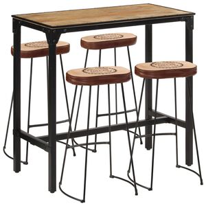 vidaXL Ensemble de bar 5 pcs bois de manguier brut massif et m&eacute;tal