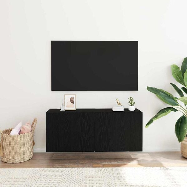 vidaXL Ensemble meuble TV Montage mural Chêne noir 100 x 30 x 41 cm