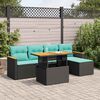 vidaXL Salon de jardin 6 pcs avec coussins noir r&eacute;sine tress&eacute;e