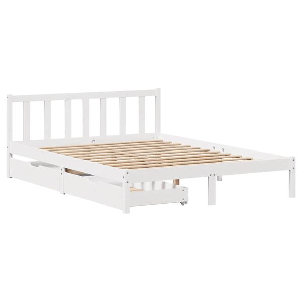 vidaXL Cadre de lit sans matelas blanc 140x200 cm bois de pin massif