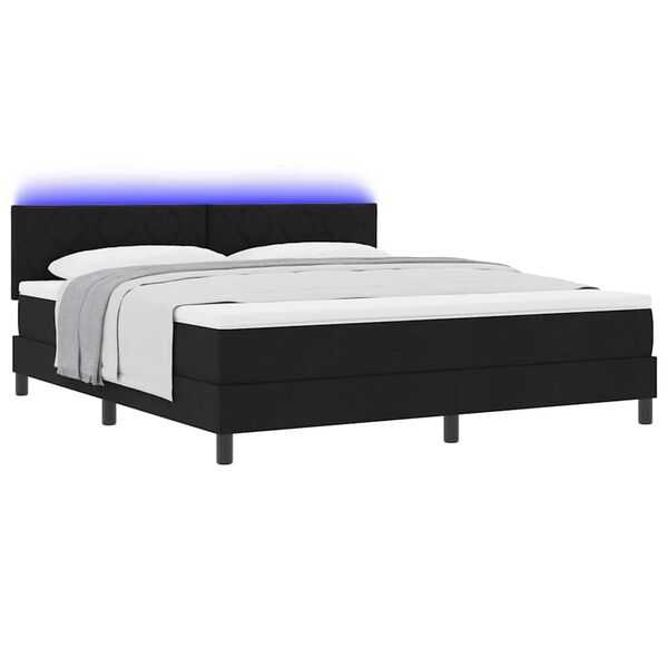 vidaXL Lit &agrave; ressorts avec matelas Noir 180 x 200 cm tissu