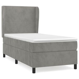 vidaXL Sommier &agrave; lattes de lit et matelas Gris clair 80x200 cm Velours