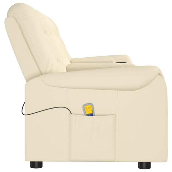 vidaXL Fauteuil de massage inclinable et porte-gobelets 4 places crème