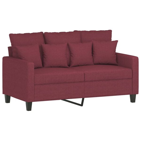 vidaXL Ensemble de canapés 3 pcs avec coussins Rouge bordeaux Tissu