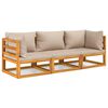 vidaXL Salon de jardin 3 pcs avec coussins taupe bois massif