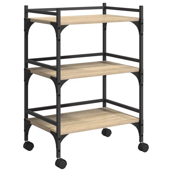 vidaXL Chariot de cuisine Ch&ecirc;ne Sonoma 50 x 35 x 75,5 cm