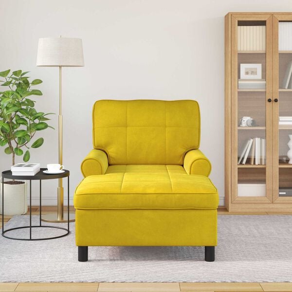 vidaXL Chaise longue avec coussin Jaune 91 x 157 x 91 cm Velours
