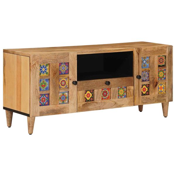 vidaXL Meuble TV Naturel 105 x 33,5 x 46 cm Bois de mangue massif