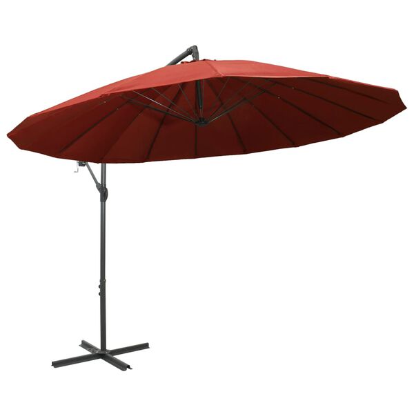 vidaXL Parasol suspendu avec poteau terre cuite 3 m