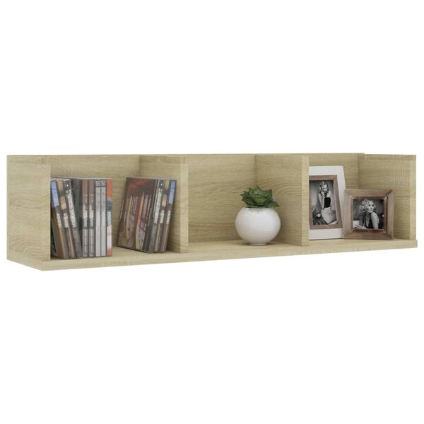 vidaXL Étagère murale à CD Chêne sonoma 75x18x18 cm Bois d'ingénierie