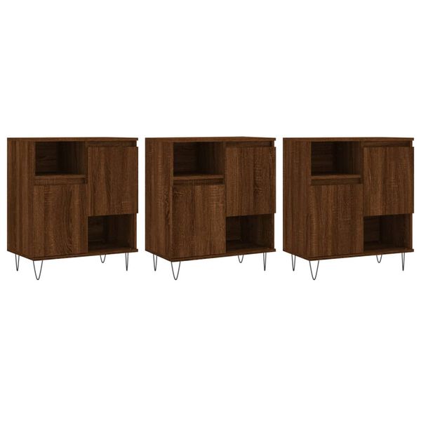 vidaXL Buffets 3 pcs Ch&ecirc;ne marron Bois d'ing&eacute;nierie