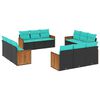 vidaXL Ensemble de canap&eacute; de jardin 12 pcs avec coussins noir r&eacute;sine tress&eacute;e