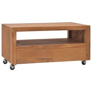 vidaXL Meuble TV avec roues 80x50x42 cm Bois de teck solide