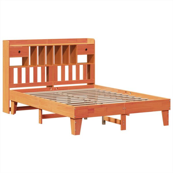 vidaXL Cadre de lit sans matelas cire marron 140x200cm bois pin massif