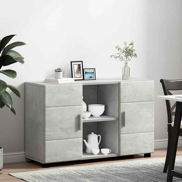vidaXL Buffet avec &eacute;tag&egrave;re FLORIN Gris b&eacute;ton 88,5 x 30,5 x 55,5 cm