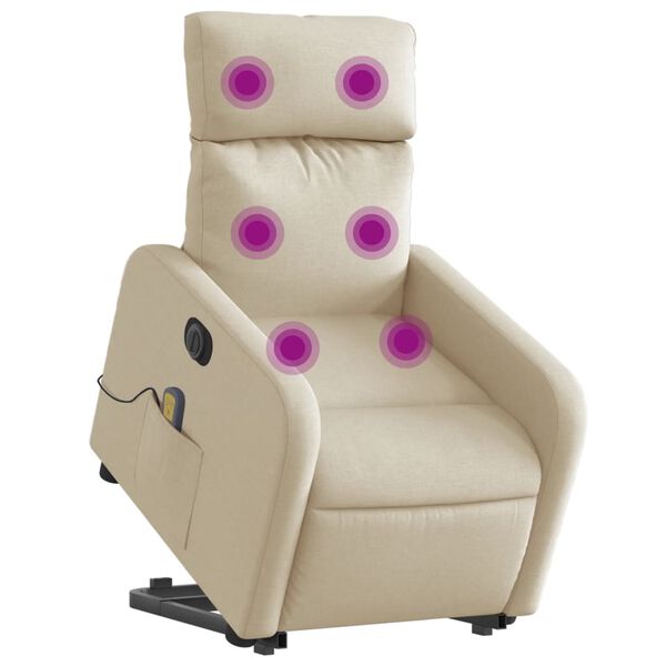 vidaXL Fauteuil inclinable de massage &eacute;lectrique Cr&egrave;me Tissu