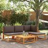 vidaXL Ensemble de canapés de jardin 5 pièces avec coussins en bois d'acacia et rotin