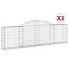 vidaXL Paniers &agrave; gabions arqu&eacute;s 3 pcs 300x30x80/100 cm fer galvanis&eacute;