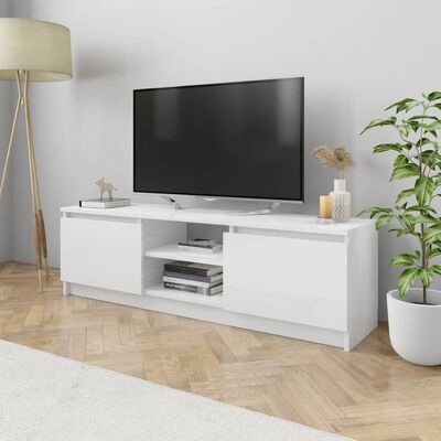 vidaXL Meuble TV Blanc brillant 120x30x35,5 cm Bois d’ingénierie