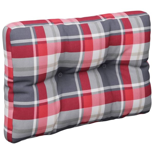 vidaXL Coussin de palette motif &agrave; carreaux rouge 60x40x12 cm tissu