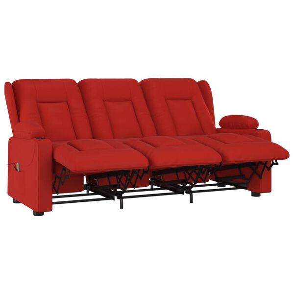 vidaXL Fauteuil de massage inclinable 3 places porte-gobelets bordeaux