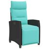vidaXL Chaise de jardin inclinable avec table d'appoint noir polyrotin